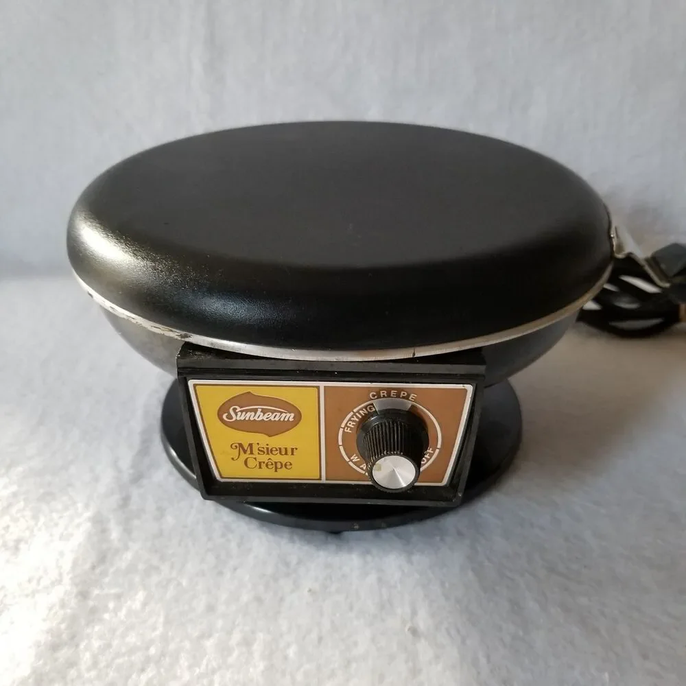 Vintage Sunbeam M'sieur Crepe Electric Crepemaker w/ Original Pan Model 30-1A